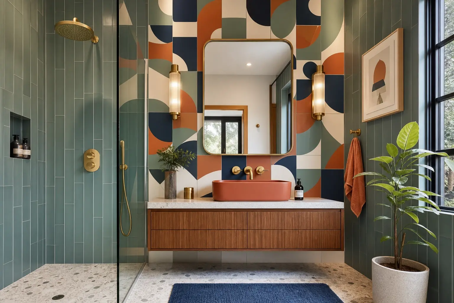 Carrelage salle de bain 2026 motif géométrique moderne