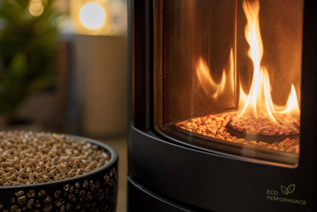Granulés de bois pellets gros plan combustible poêle